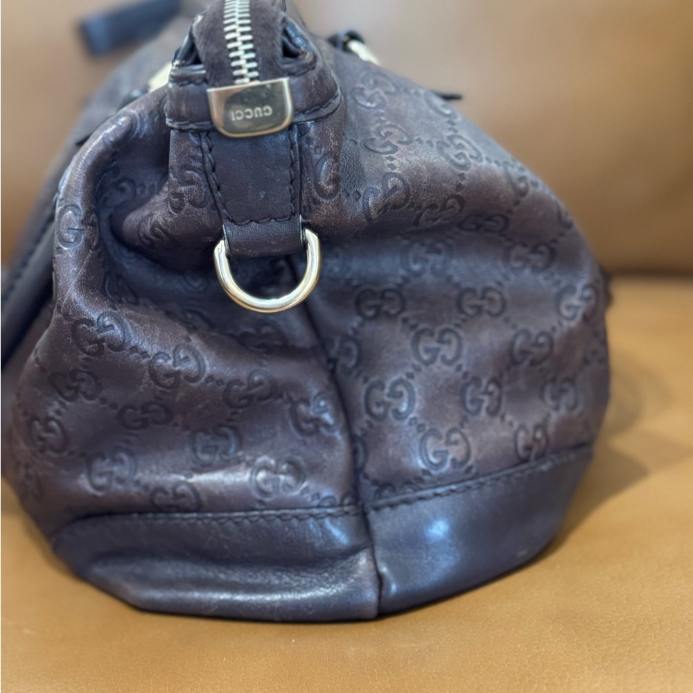 Gucci Dark Brown GG Embossed Leather Shoulder Bag - Picture 4 of 12